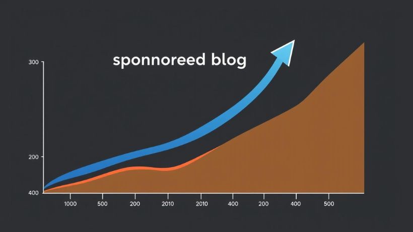 Gráfico mostrando o crescimento da receita através de posts patrocinados em um blog.